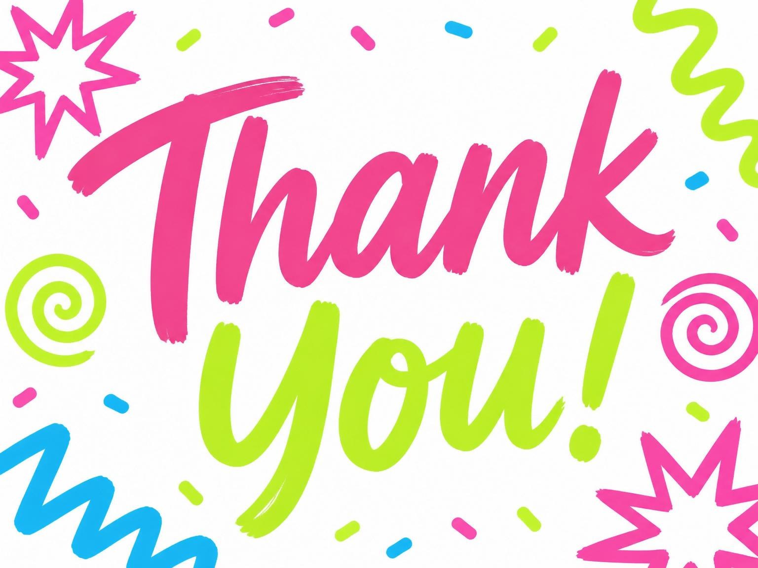The matching thank-you card for the Neon Squiggle Confetti Birthday Invitation invitation