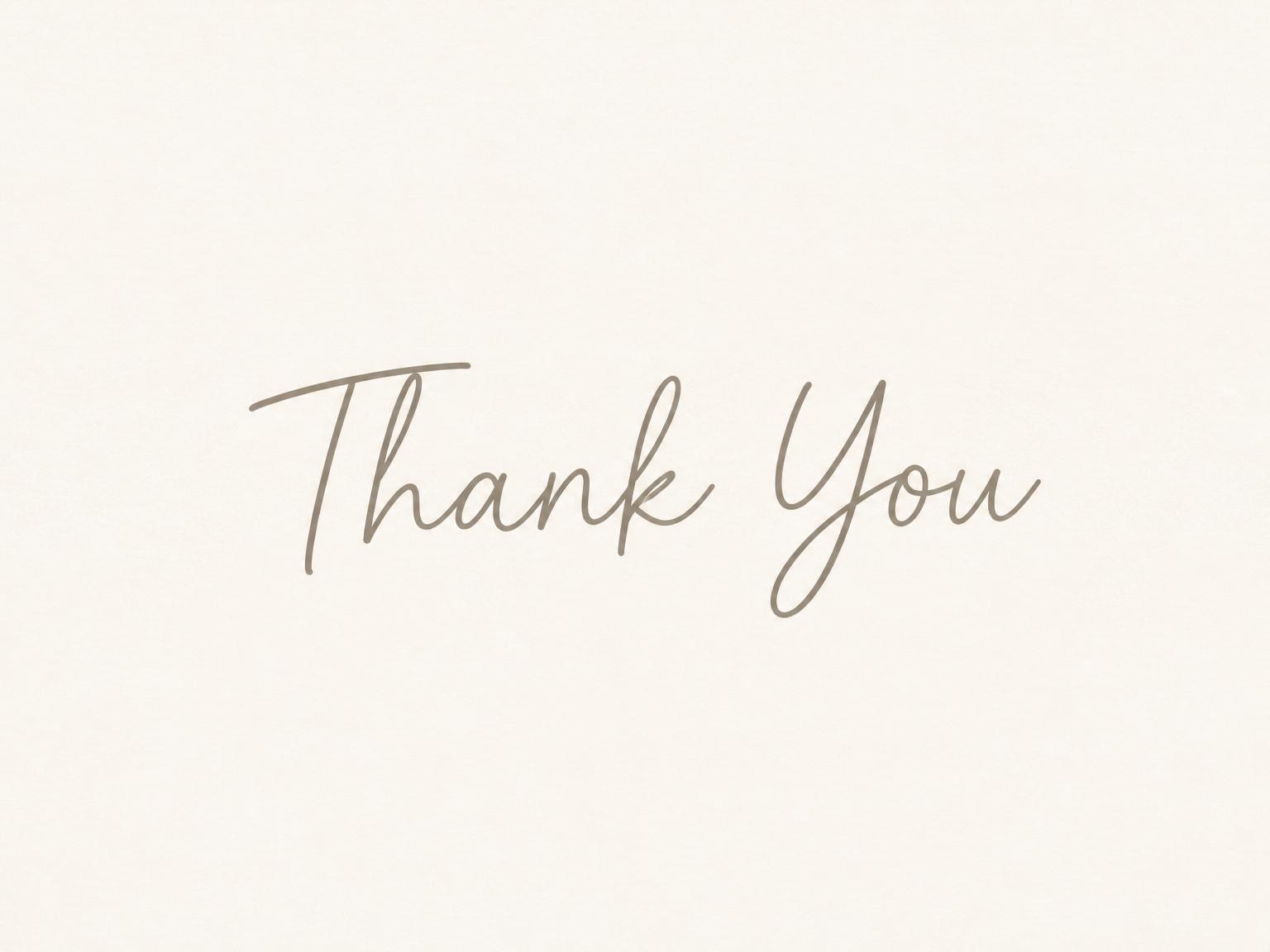 The matching thank-you card for the Minimalist Cream Birthday Invitation invitation