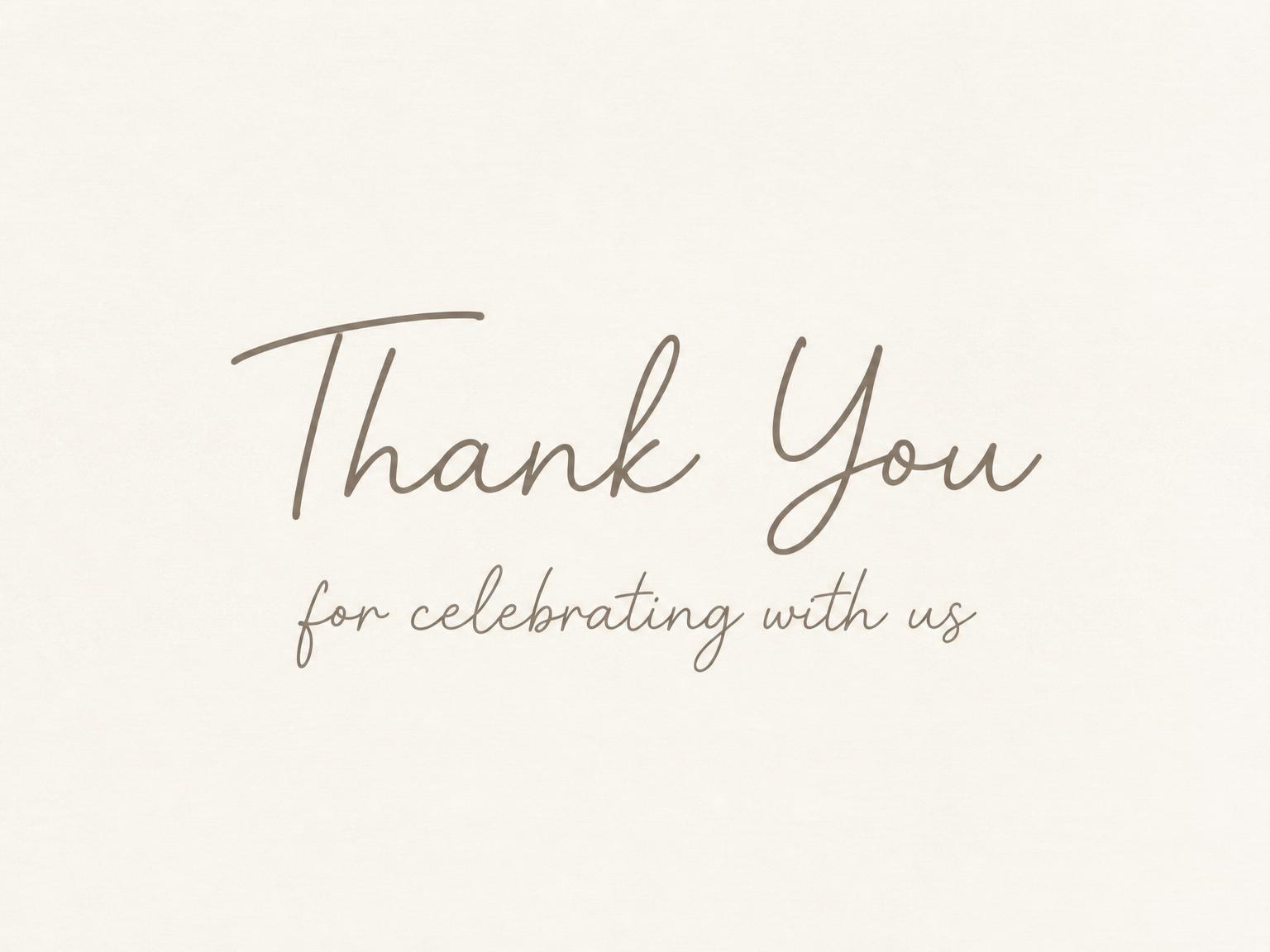 The matching thank-you card for the Taupe Minimalist Typography 3rd Birthday invitation