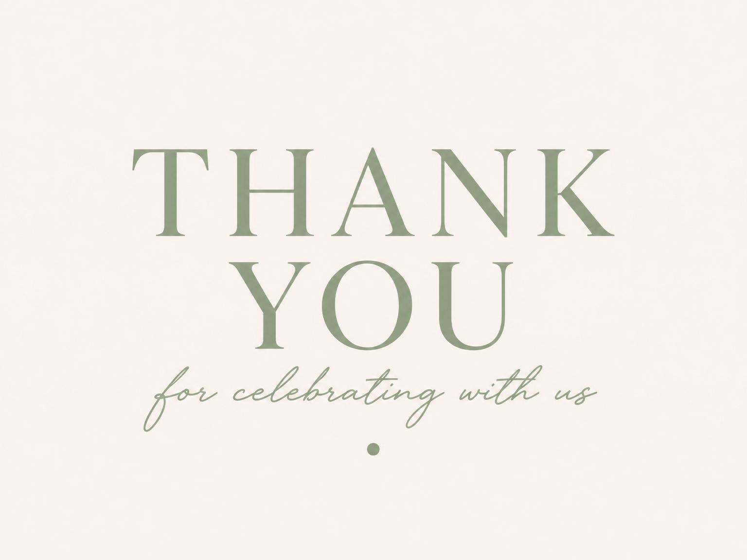 The matching thank-you card for the Sage Green Minimalist 55th Birthday invitation