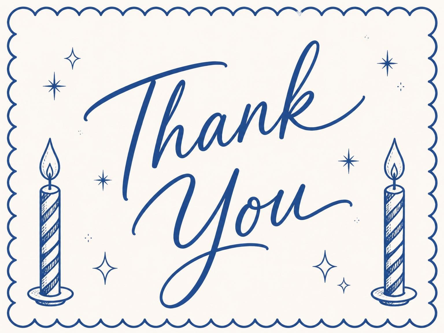 The matching thank-you card for the Blue Scalloped Border 35th Birthday Invitation invitation