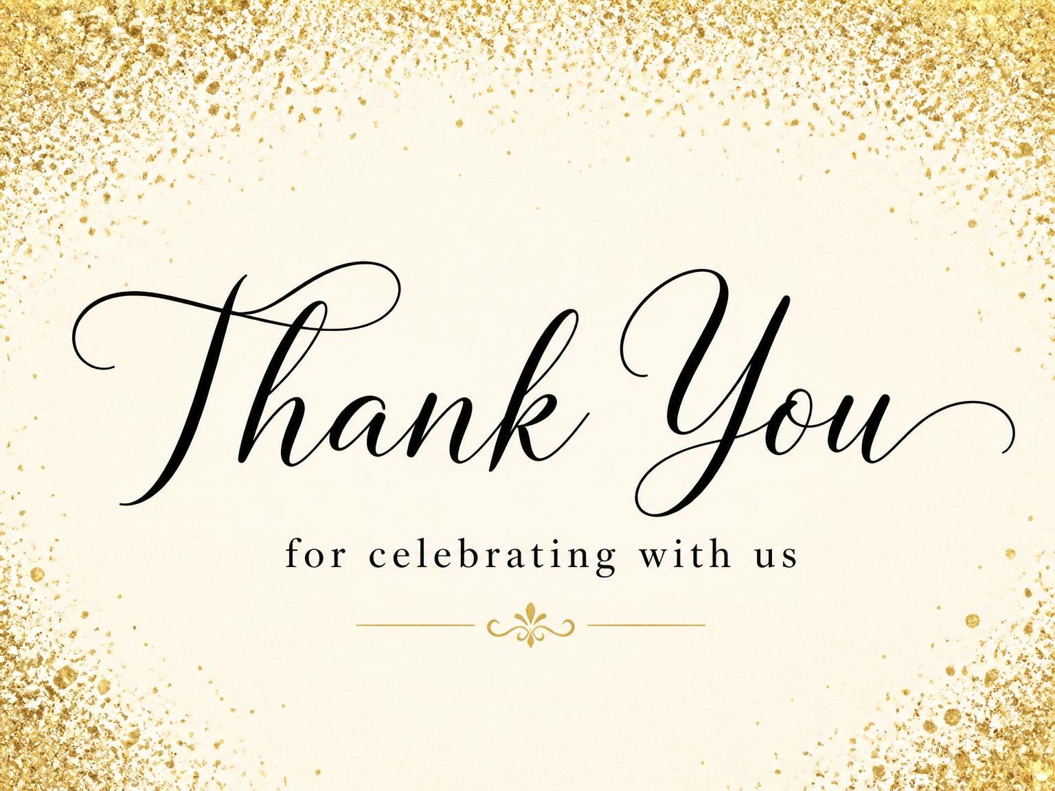 The matching thank-you card for the Gold Foil 16th Birthday Invitation invitation