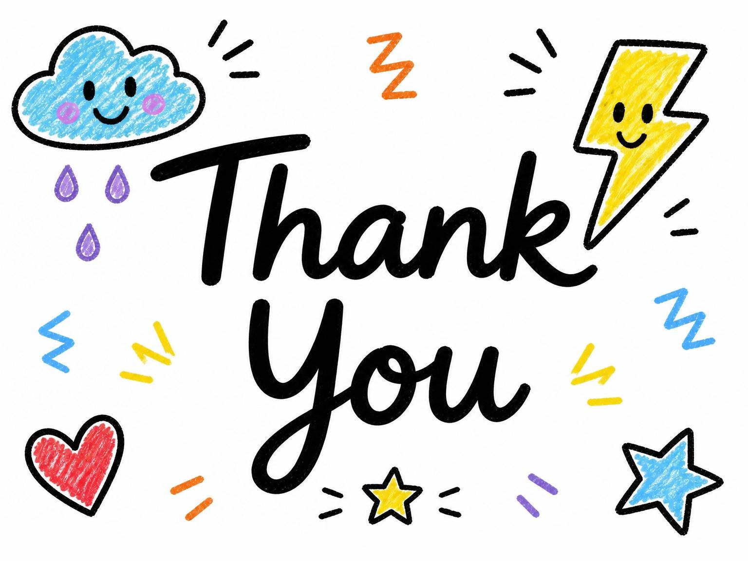 The matching thank-you card for the Crayon Weather Motif 3rd Birthday invitation