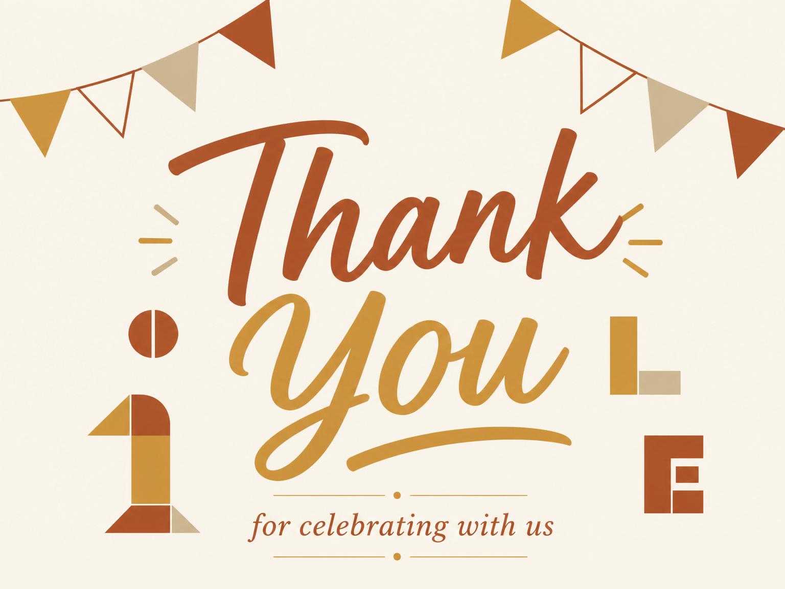 The matching thank-you card for the 1st Birthday Digital Geometric Invitation invitation