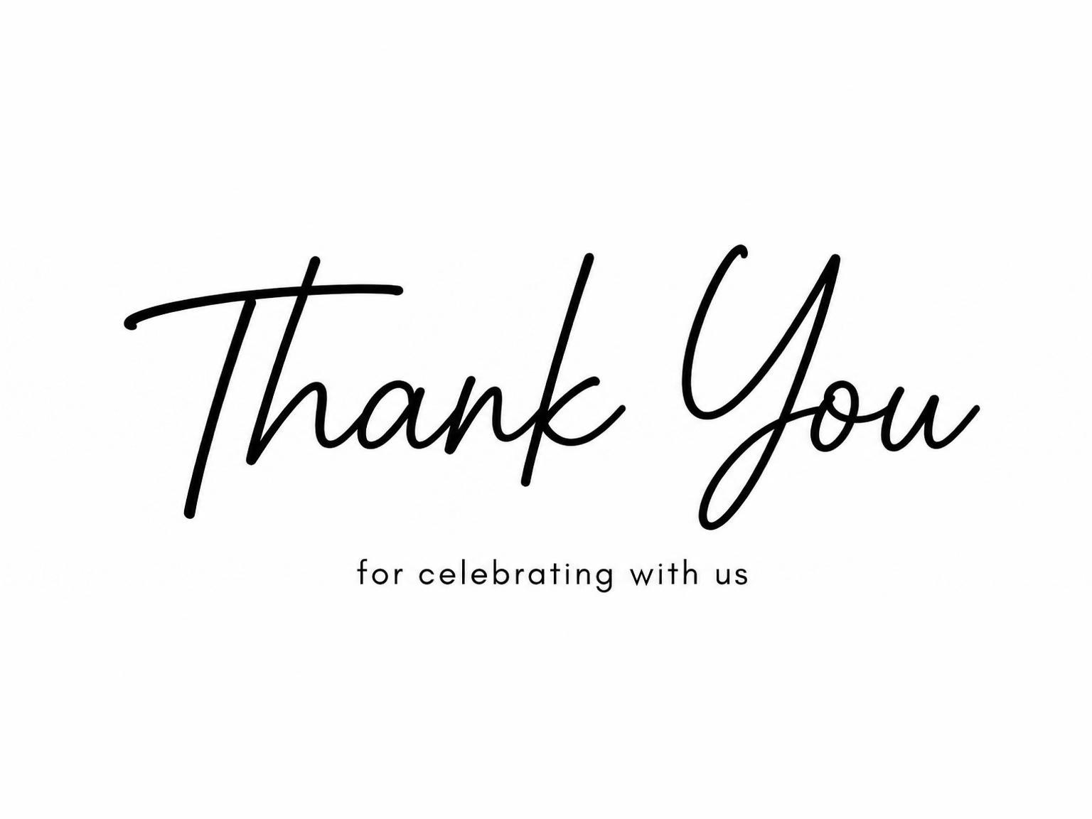 The matching thank-you card for the Minimalist Black and White 9th Birthday invitation