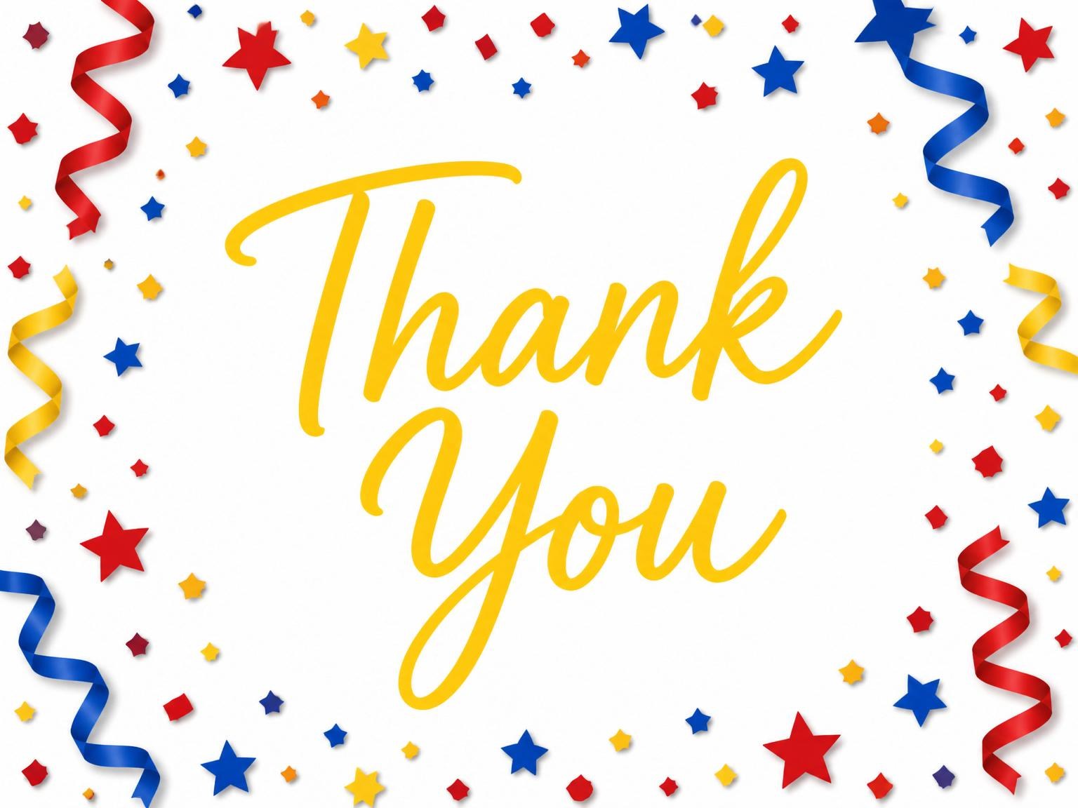 The matching thank-you card for the Primary Color Confetti 13th Birthday Invitation invitation