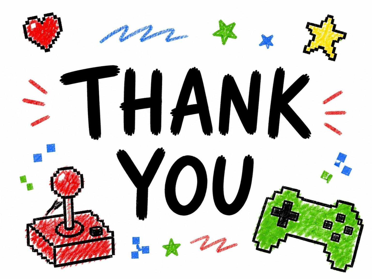The matching thank-you card for the Pixel Art Gaming 4th Birthday Invitation invitation