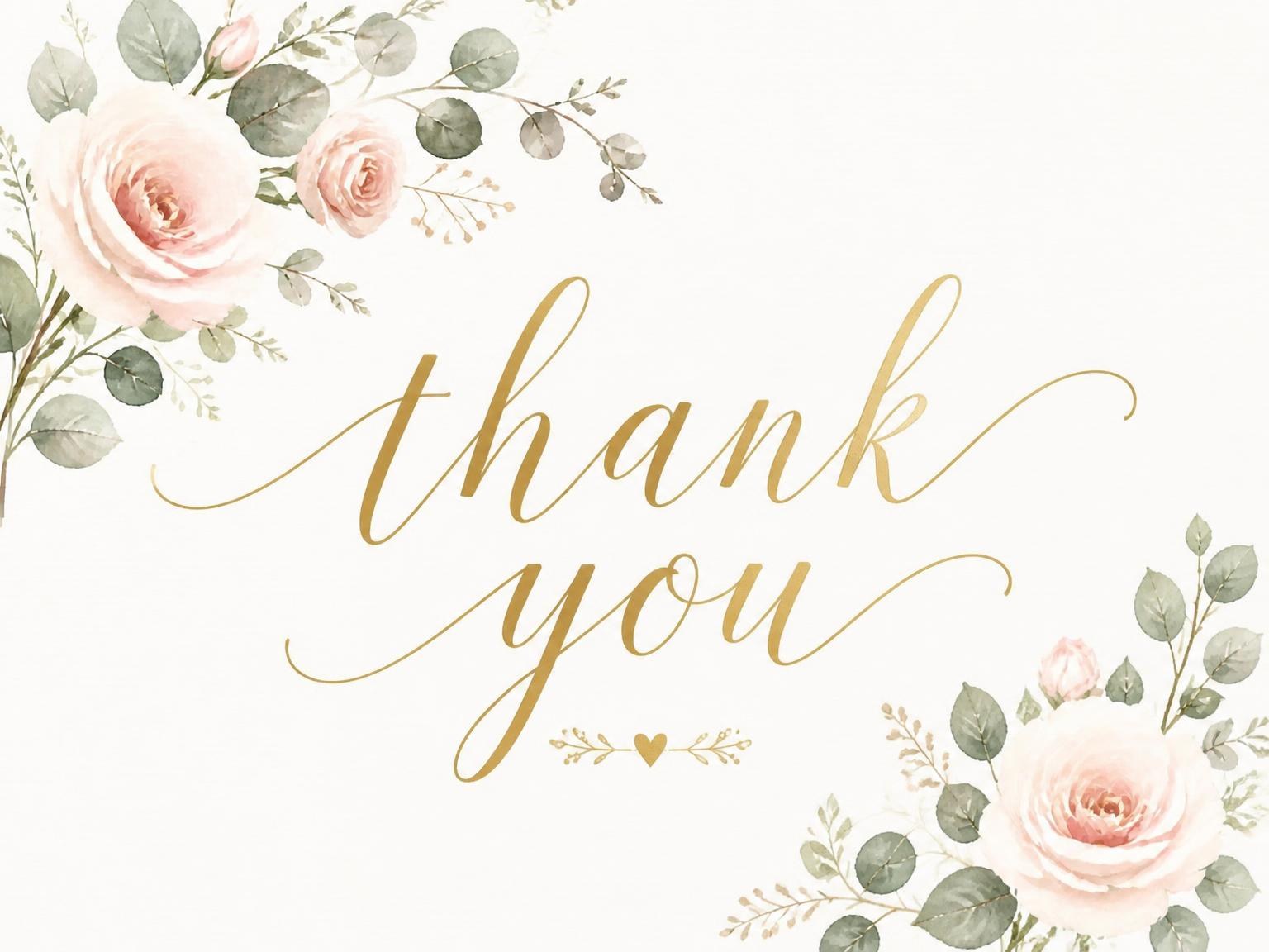 The matching thank-you card for the Blush Rose Eucalyptus Wedding Invitation invitation