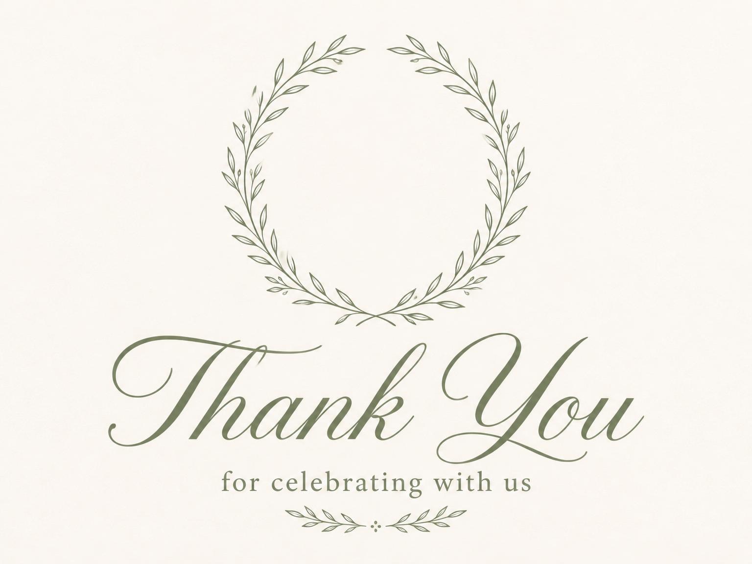 The matching thank-you card for the Sage Olive Branch 90th Birthday invitation