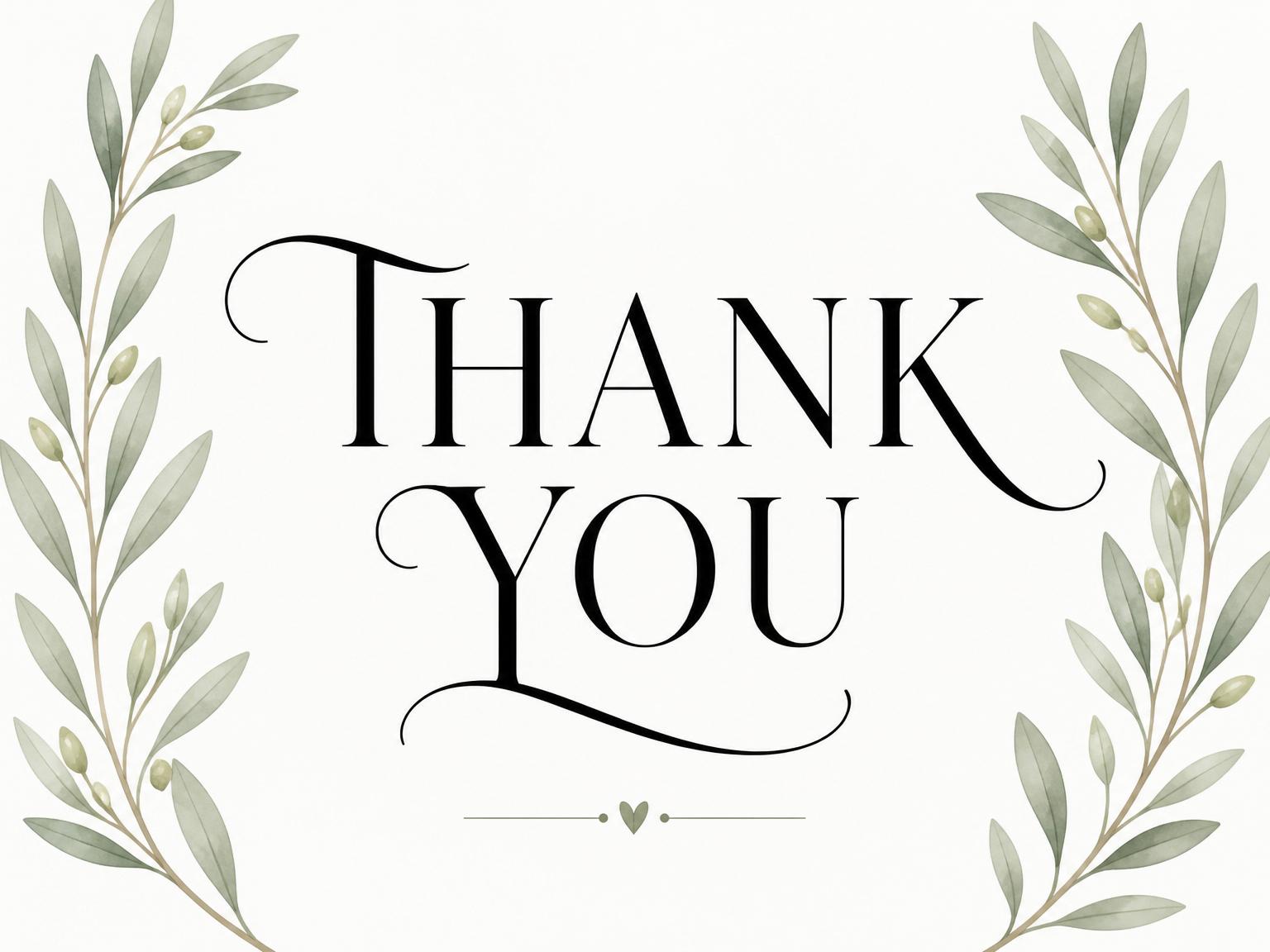 The matching thank-you card for the Serene Olive Branch Bridal Shower invitation