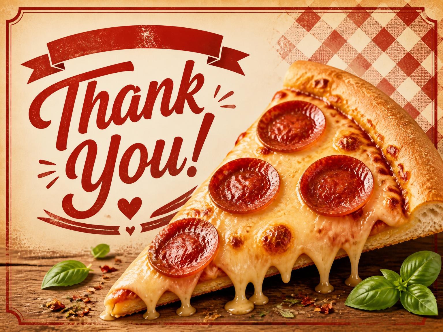 The matching thank-you card for the Pepperoni Pizza Number 8 Birthday invitation