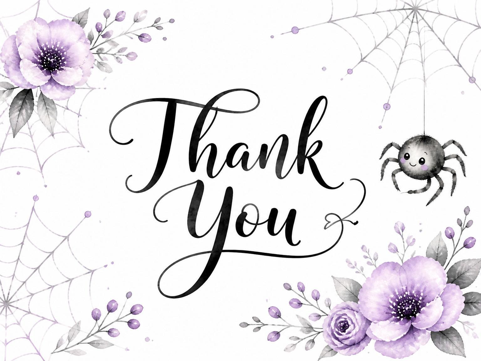 The matching thank-you card for the Caught in a Web of Fun 7th Birthday invitation