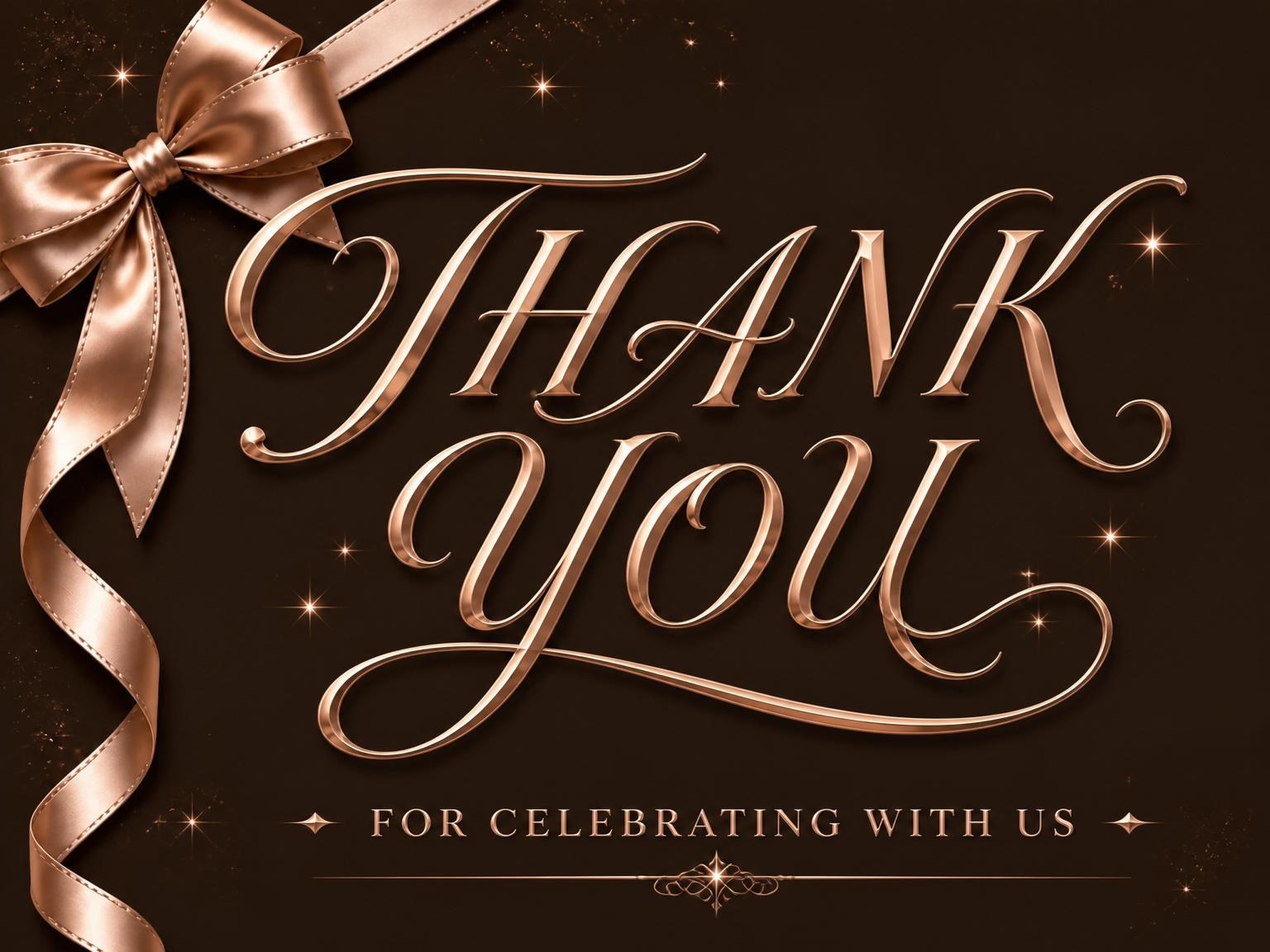 The matching thank-you card for the Rose Gold Ribbon Chocolate 35th Birthday invitation