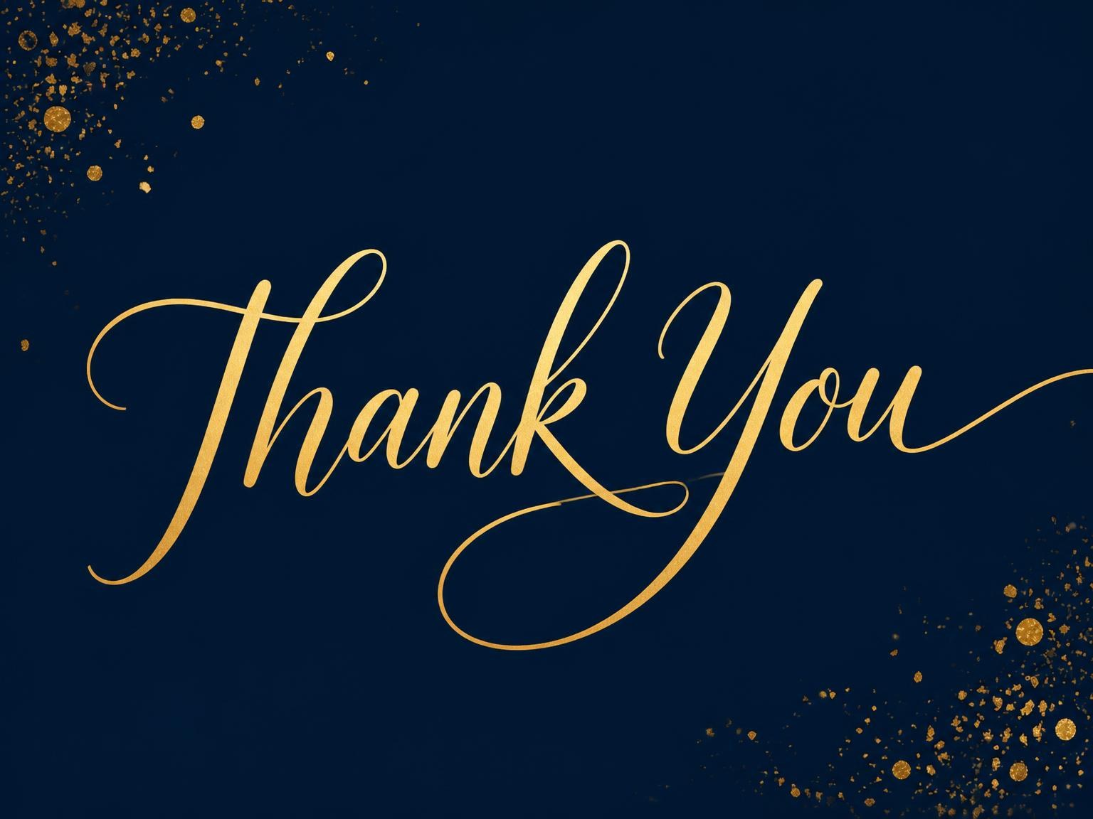 The matching thank-you card for the Midnight Navy and Gold Birthday Invitation invitation