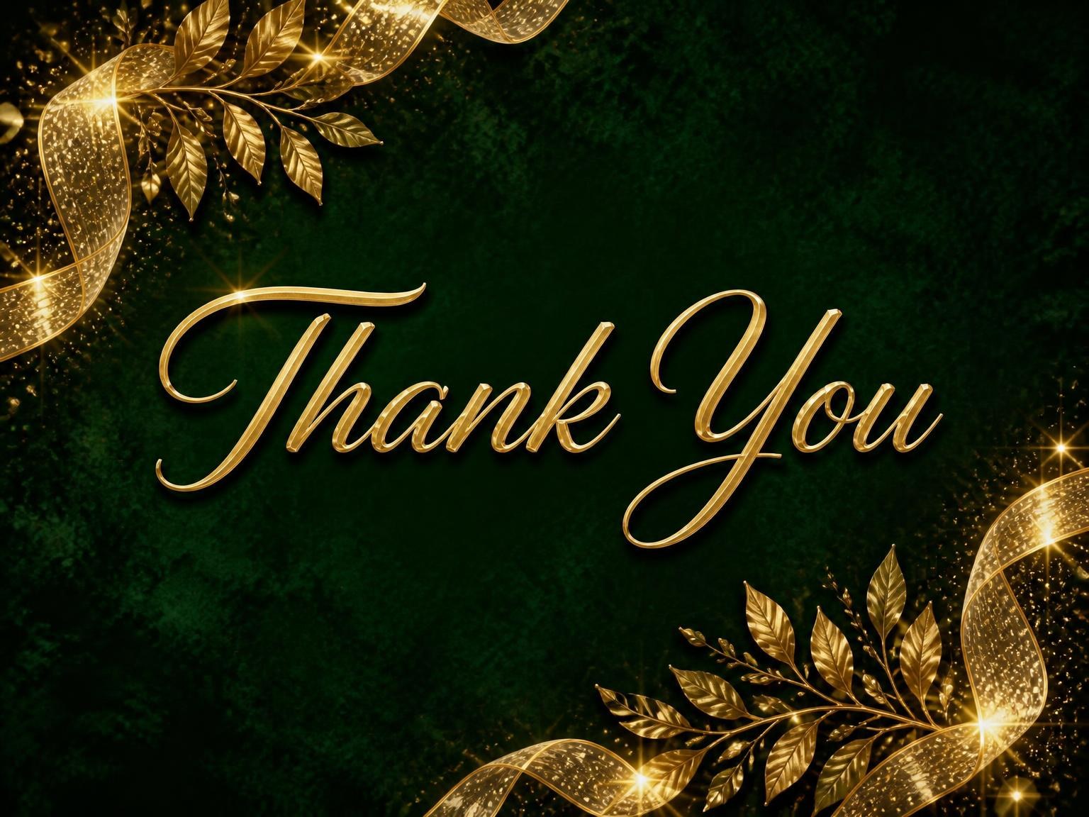 The matching thank-you card for the Emerald and Champagne 80th Birthday Invitation invitation