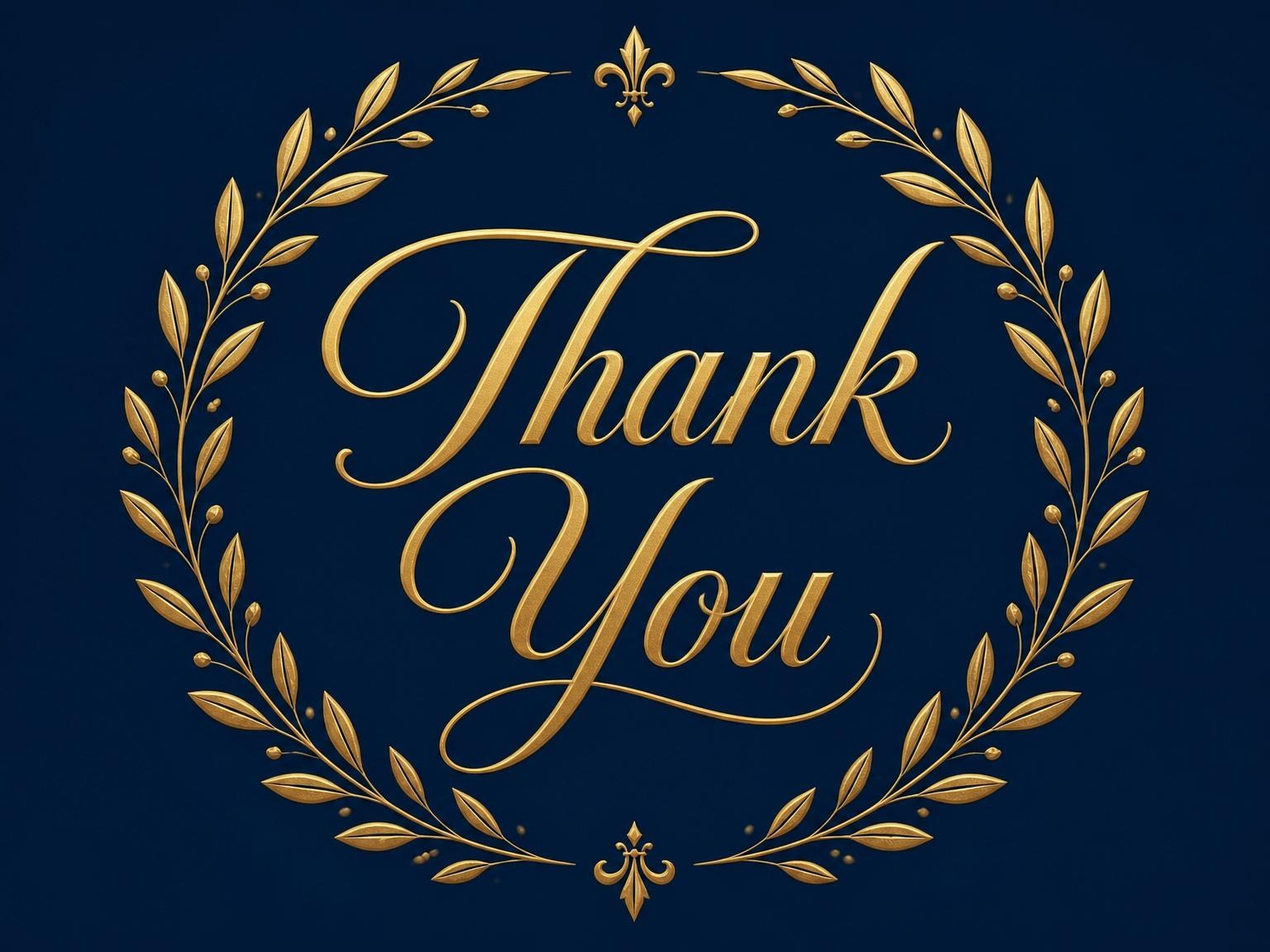The matching thank-you card for the Navy and Gold Monogram 50th Birthday invitation