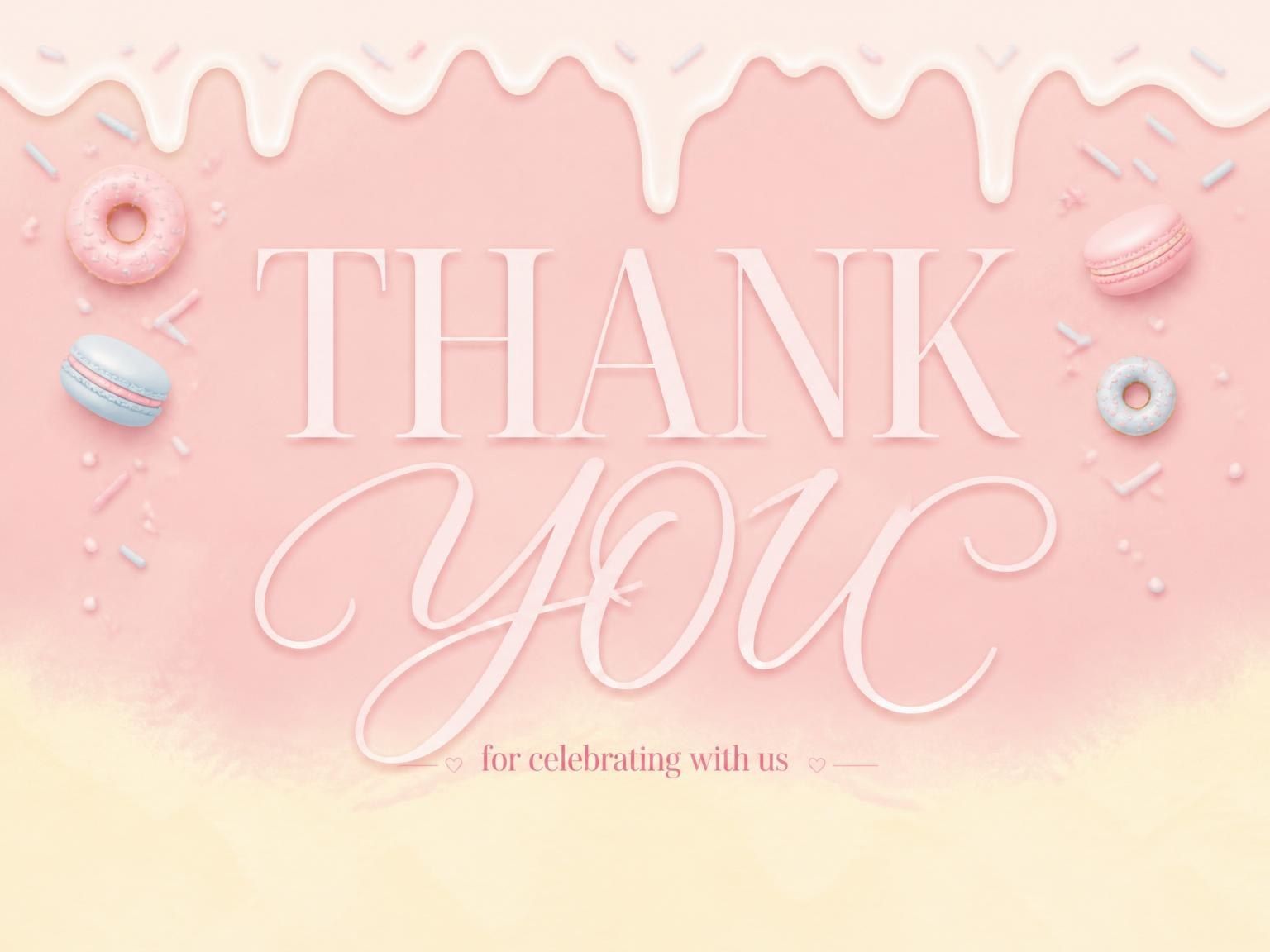 The matching thank-you card for the Two Sweet Donut Birthday invitation