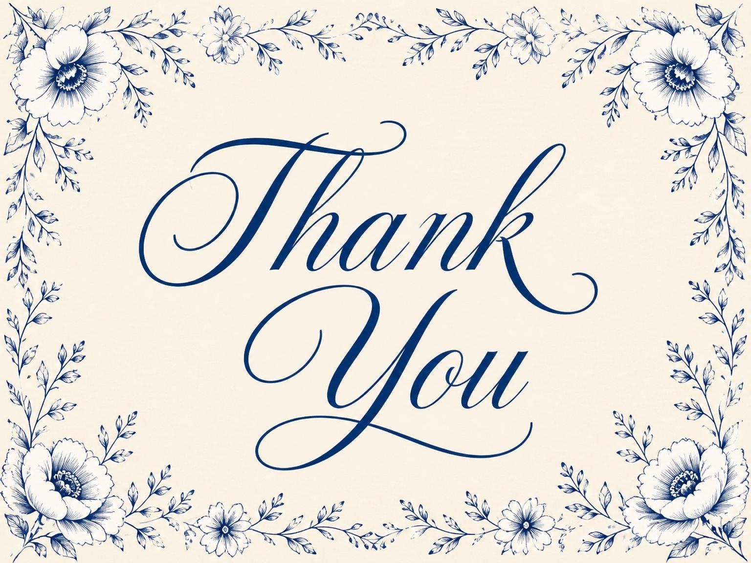 The matching thank-you card for the Navy Botanical Line-Art Bridal Shower invitation