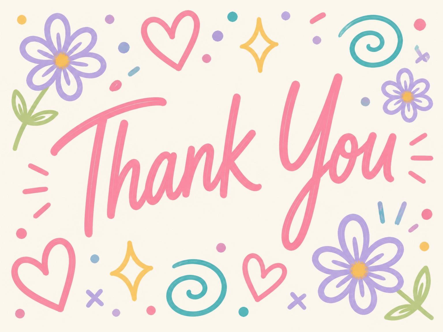 The matching thank-you card for the Cream Doodle Pastel 11th Birthday Party invitation