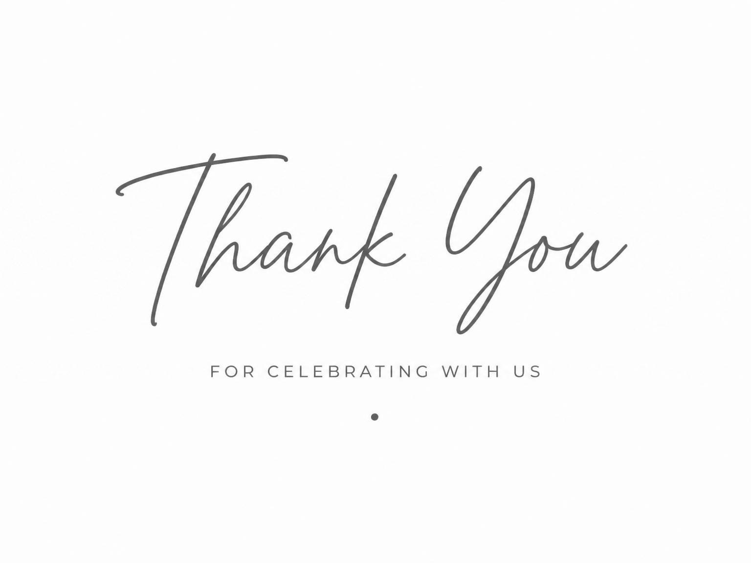 The matching thank-you card for the Minimalist Black and White Birthday invitation