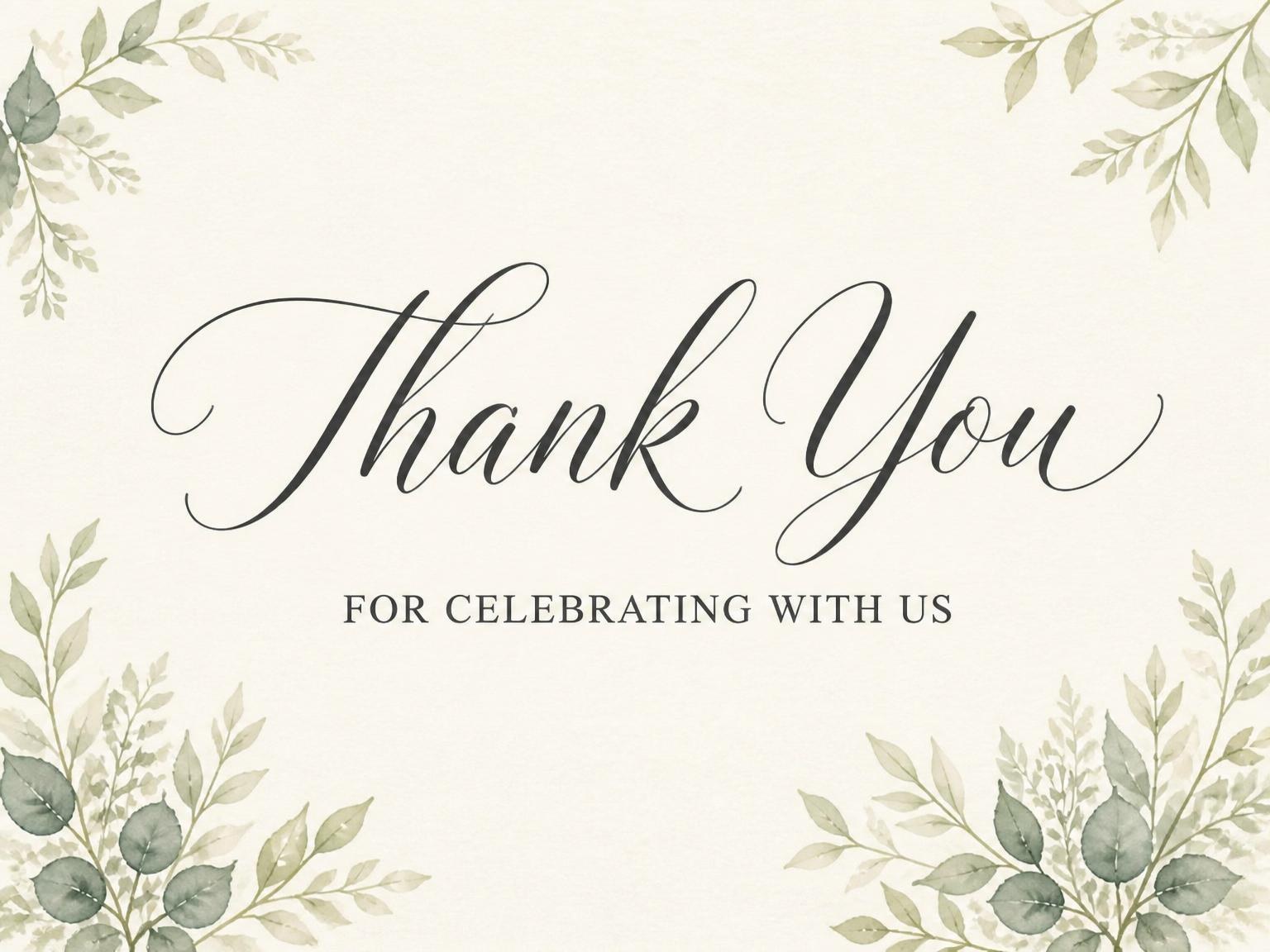 The matching thank-you card for the Watercolor Botanical Bride Bridal Shower invitation