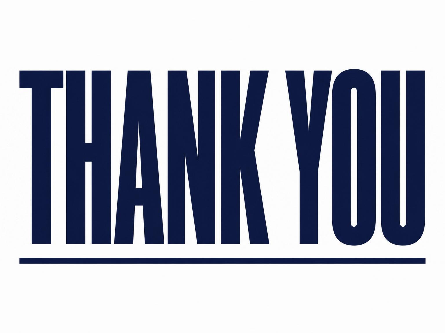 The matching thank-you card for the Navy and White Bold Typography Birthday invitation