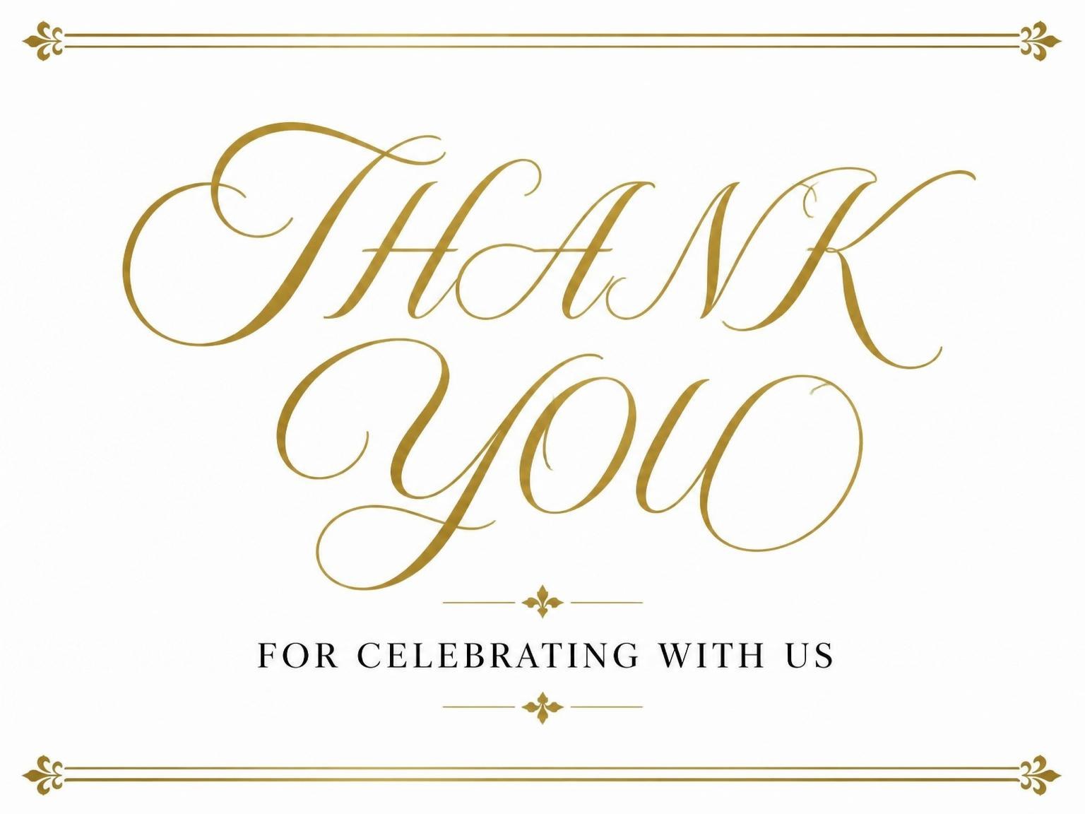 The matching thank-you card for the Gold Calligraphy Minimalist Bridal Shower invitation