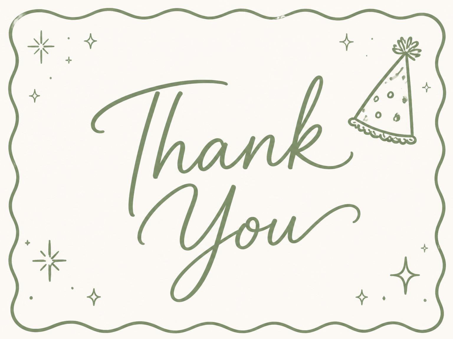 The matching thank-you card for the Sage Green 3rd Birthday Invitation invitation