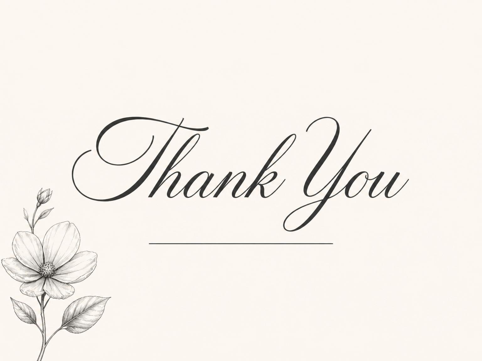 The matching thank-you card for the Charcoal Botanical Cream Bridal Shower invitation