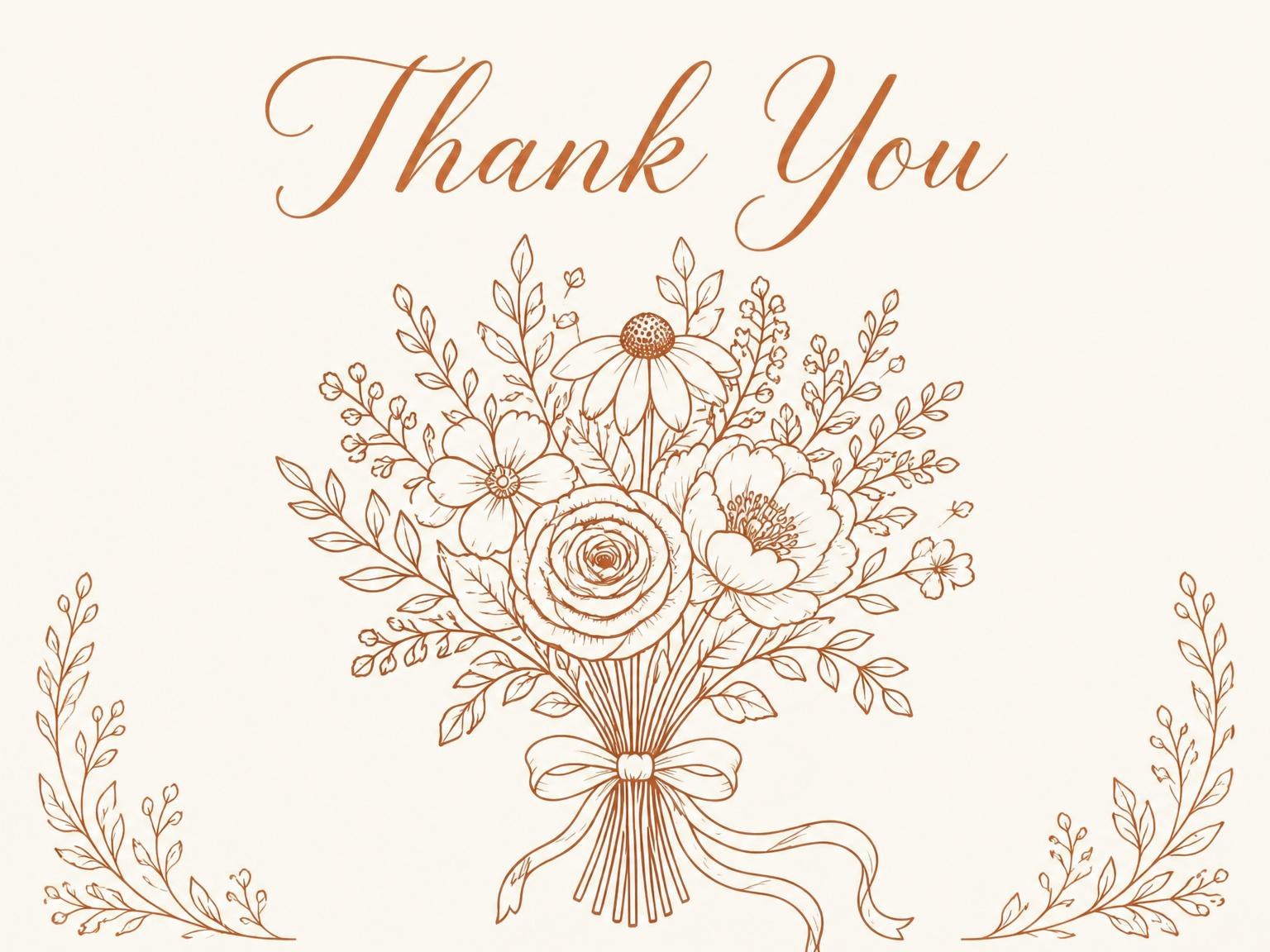 The matching thank-you card for the Terracotta Botanical Line Art Bridal Shower invitation