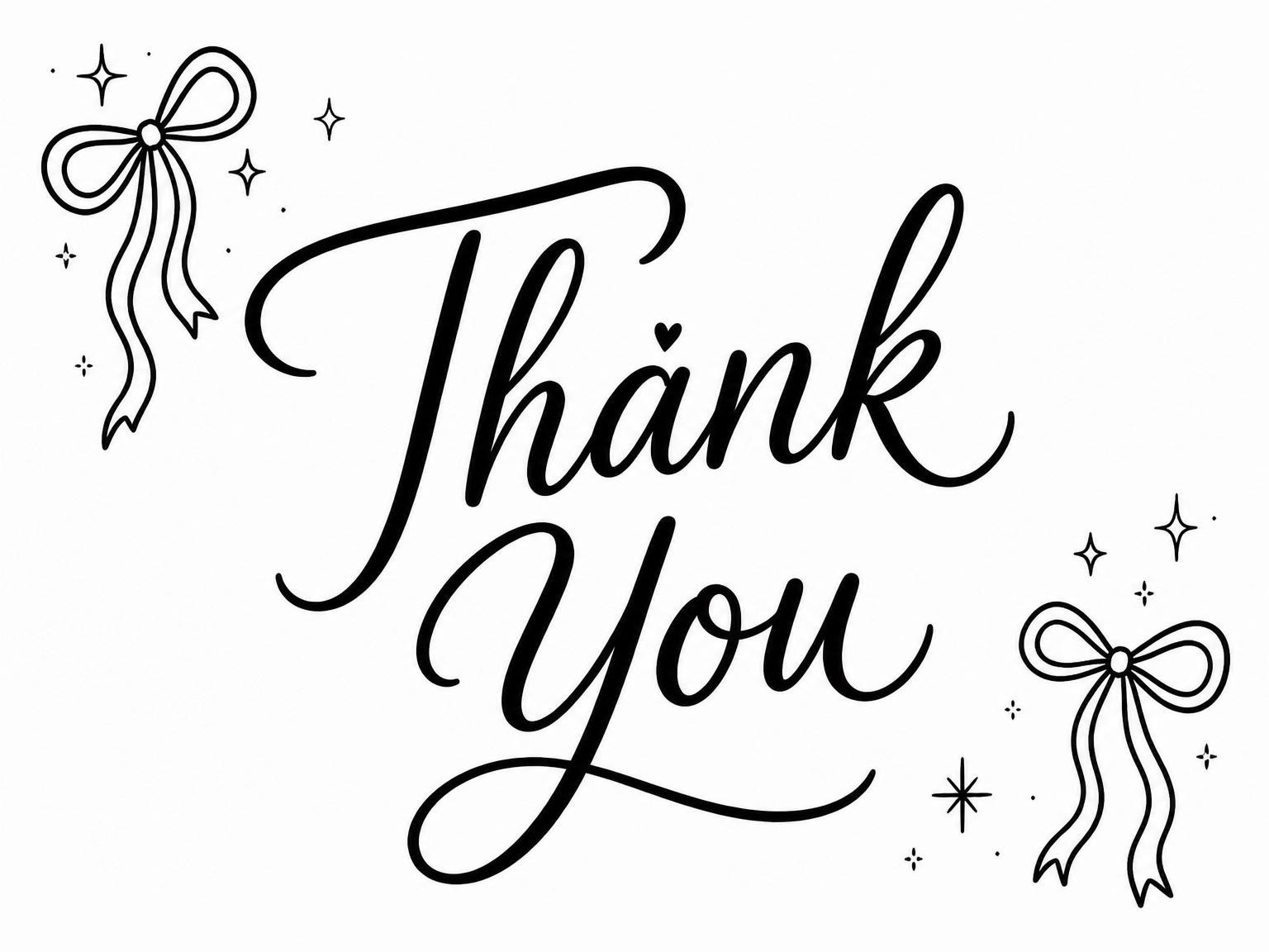 The matching thank-you card for the Black and White Bow 2nd Birthday invitation