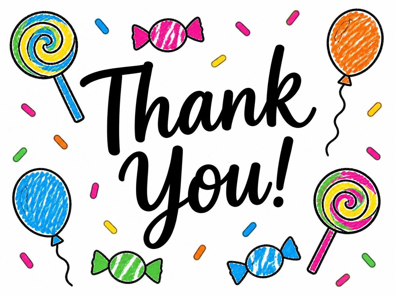 The matching thank-you card for the Crayon Candy Motif 9th Birthday Invitation invitation