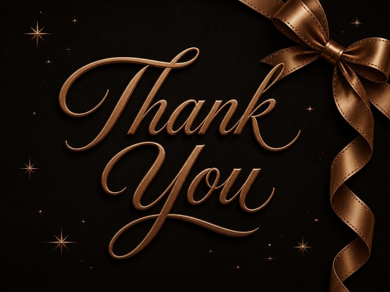 The matching thank-you card for the Bronze Ribbon Metallic 75th Birthday invitation