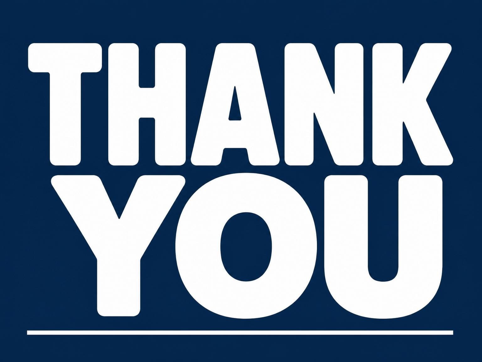 The matching thank-you card for the Navy and White Bold Typographic Birthday invitation