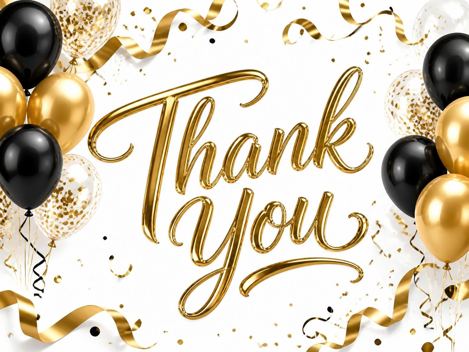 The matching thank-you card for the Metallic Gold Balloon 25th Birthday invitation