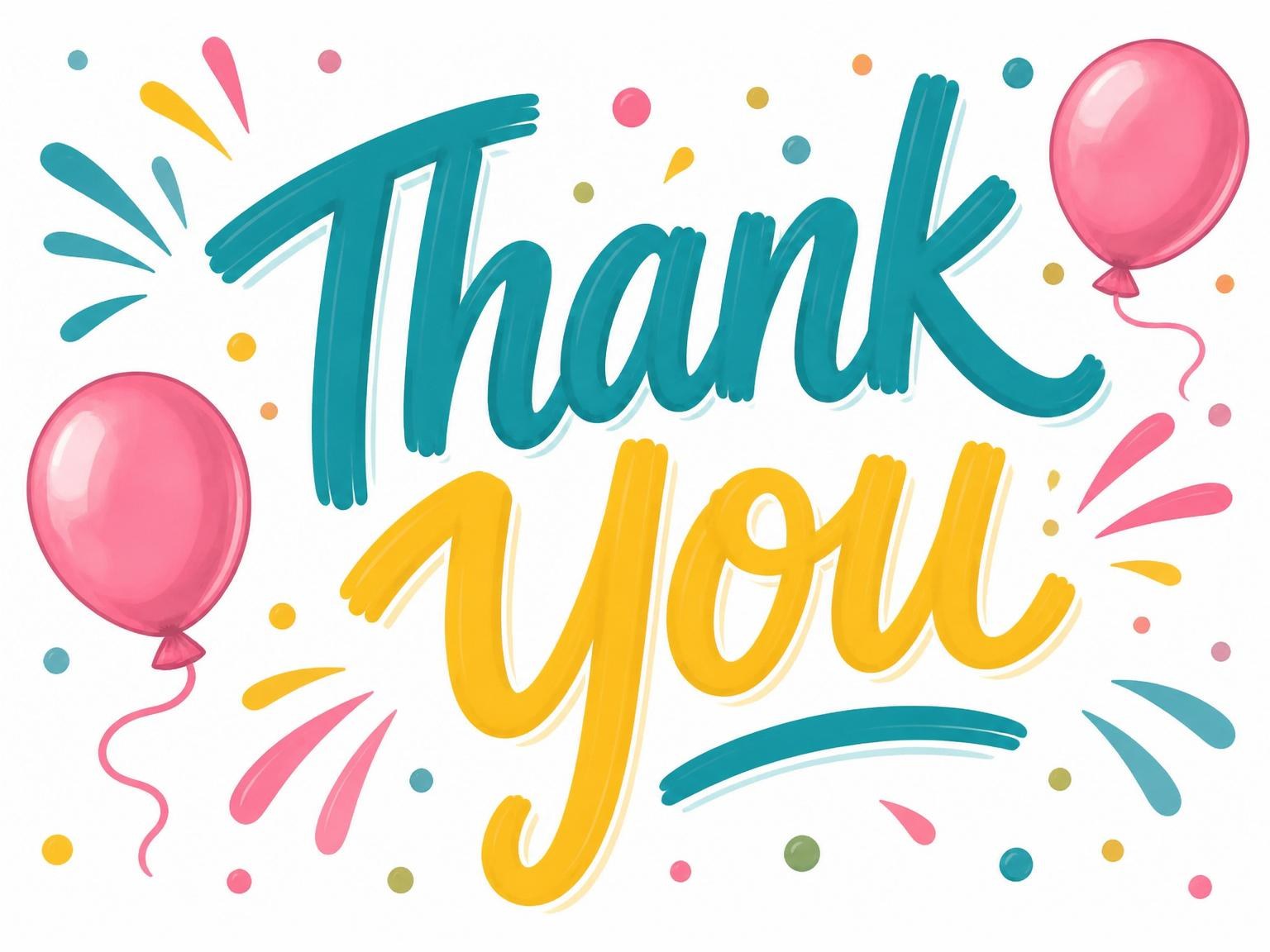 The matching thank-you card for the Teal and Yellow Confetti 14th Birthday invitation