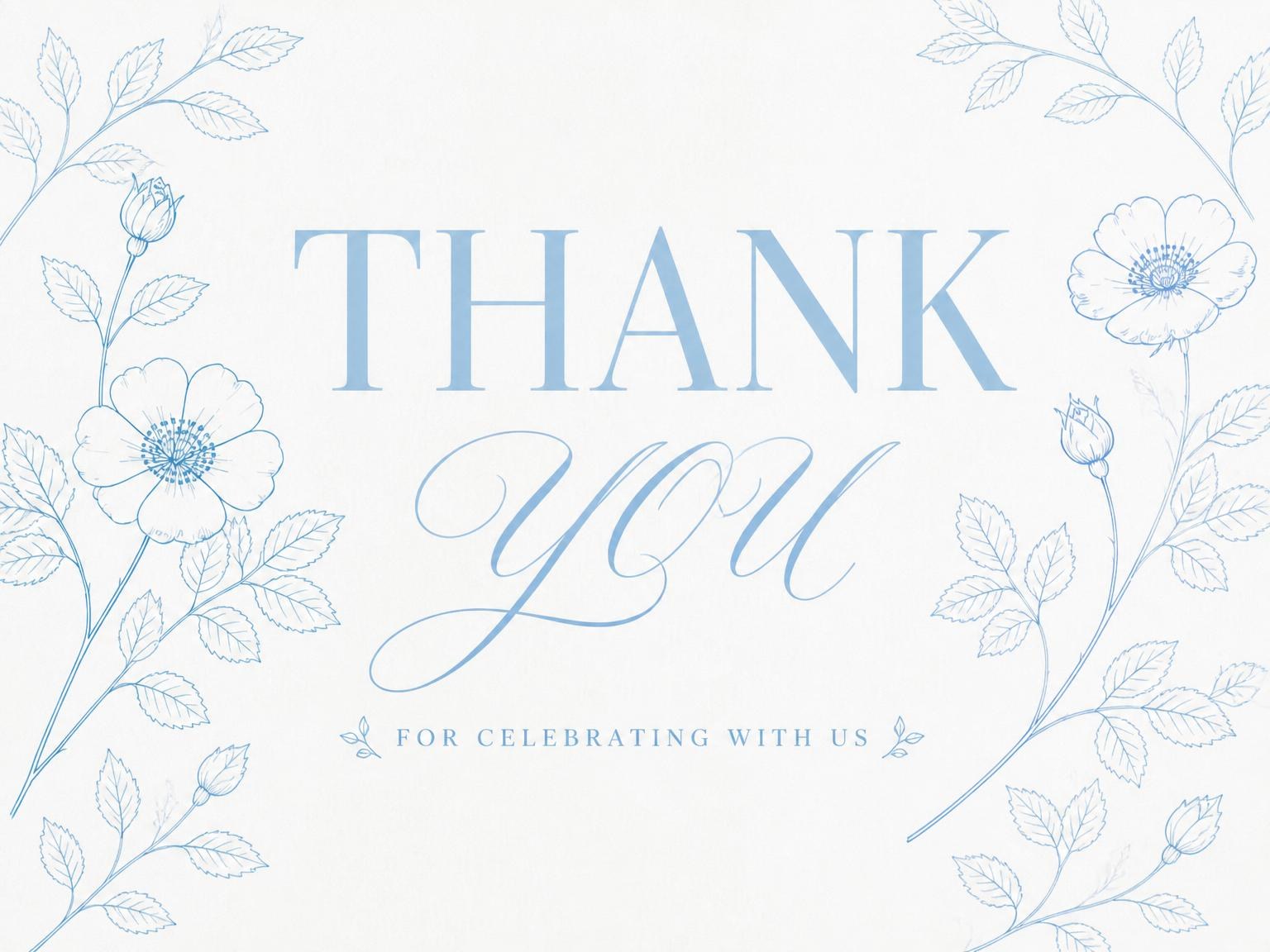 The matching thank-you card for the Navy Anemone Wedding Elegance invitation