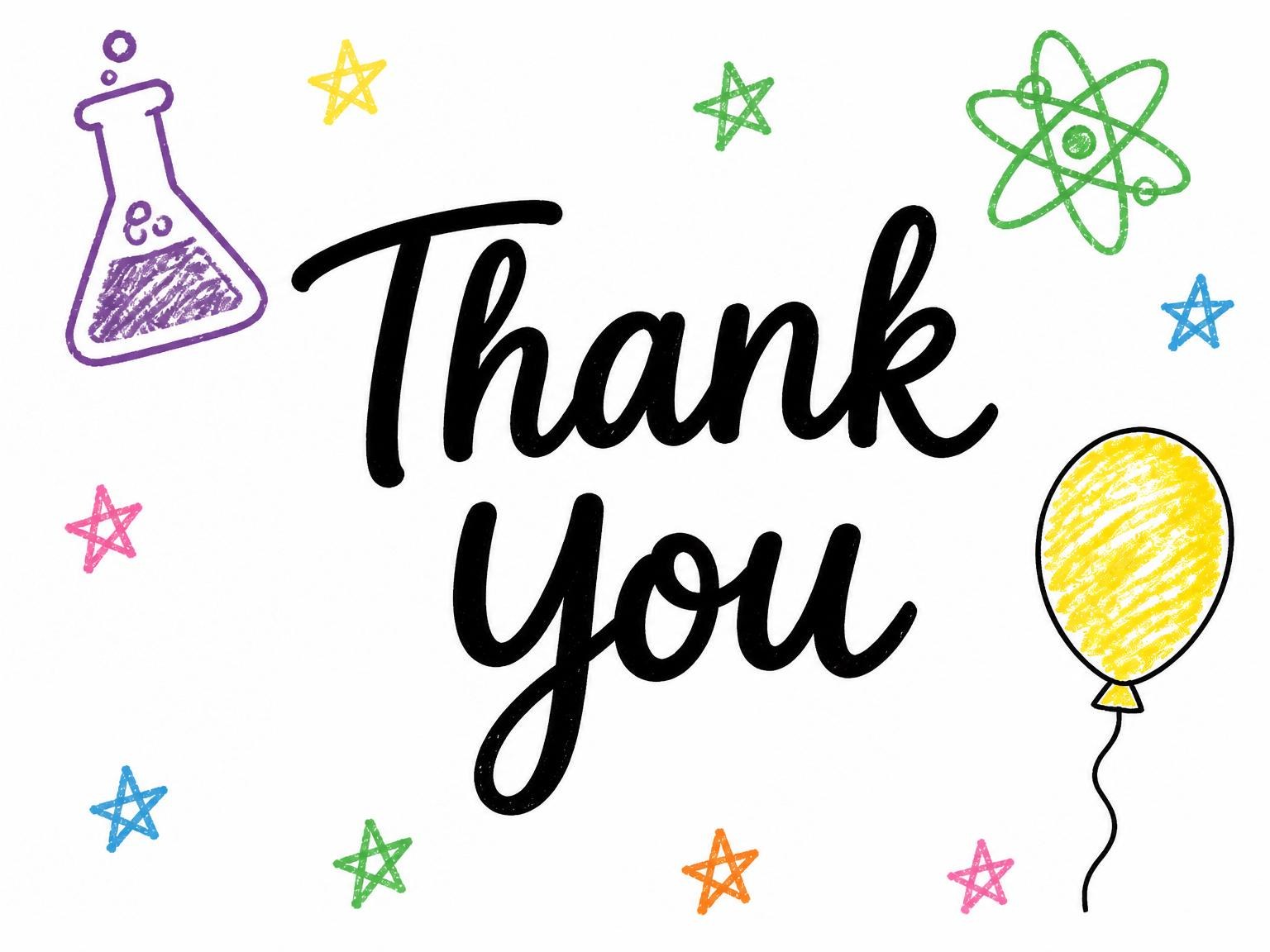 The matching thank-you card for the Crayon Science Lab 1st Birthday invitation