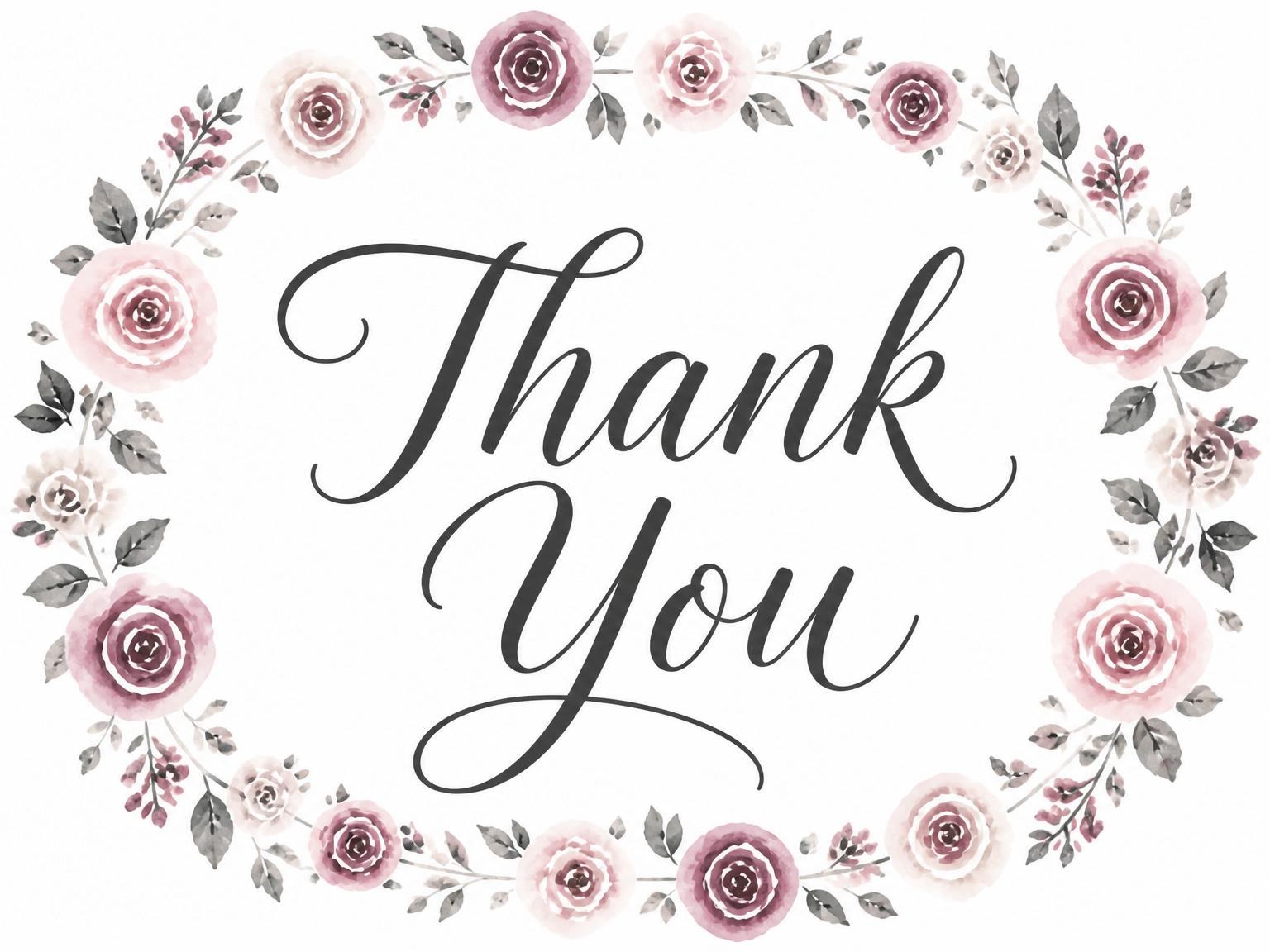 The matching thank-you card for the Dusty Rose Watercolor Bridal Shower invitation