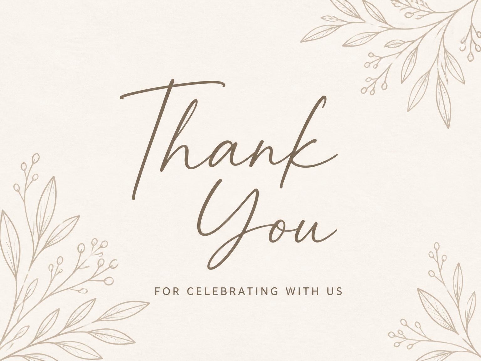 The matching thank-you card for the Cream Brown Minimalist Toddler 2nd Birthday invitation