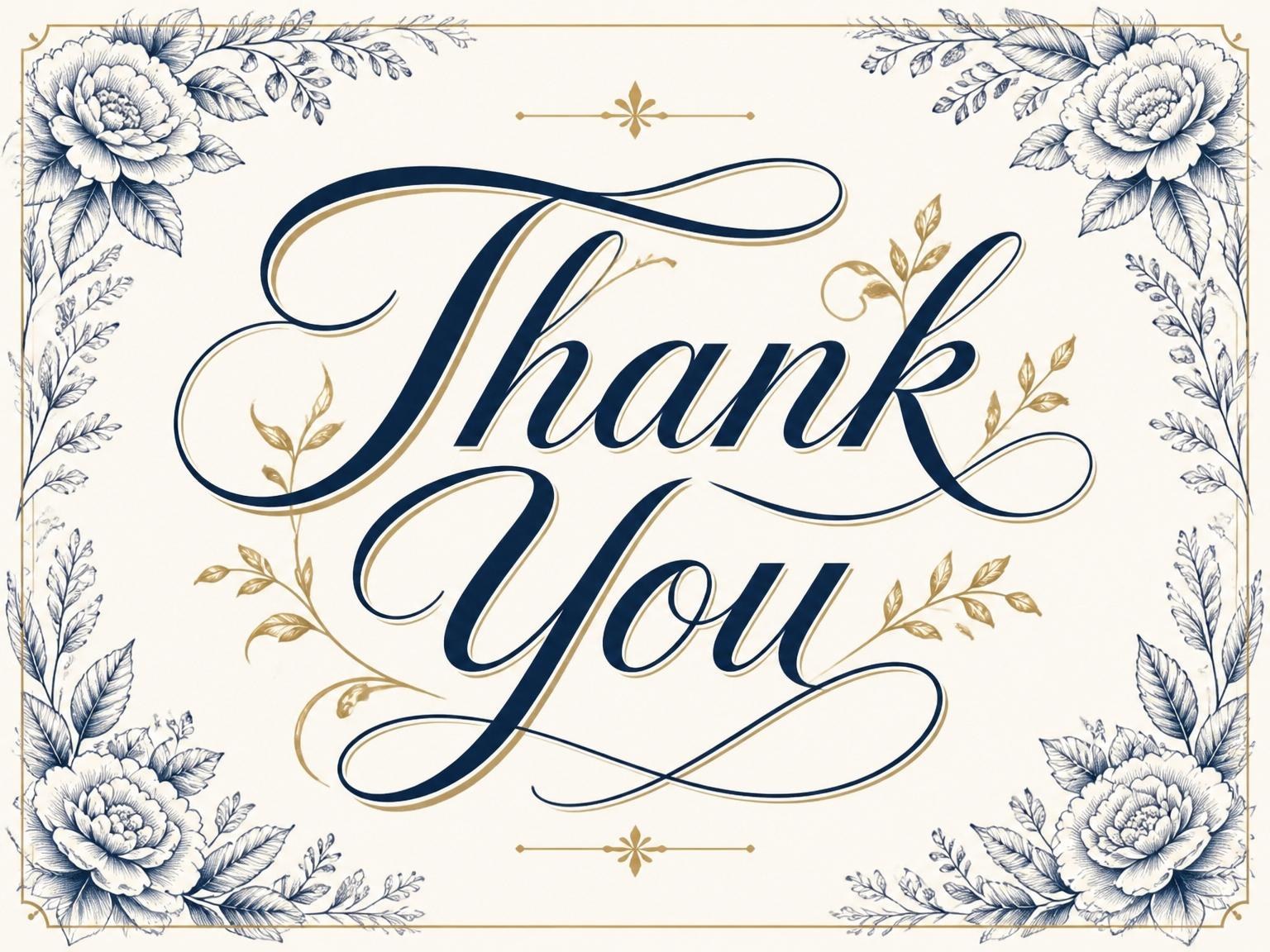 The matching thank-you card for the Navy Botanical Cream 70th Birthday invitation
