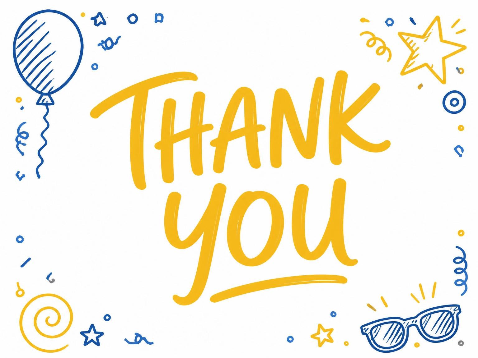 The matching thank-you card for the Navy and Mustard Doodle 16th Birthday invitation