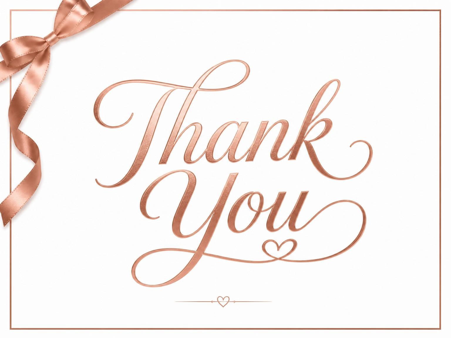 The matching thank-you card for the Rose Gold Ribbon 18th Birthday invitation