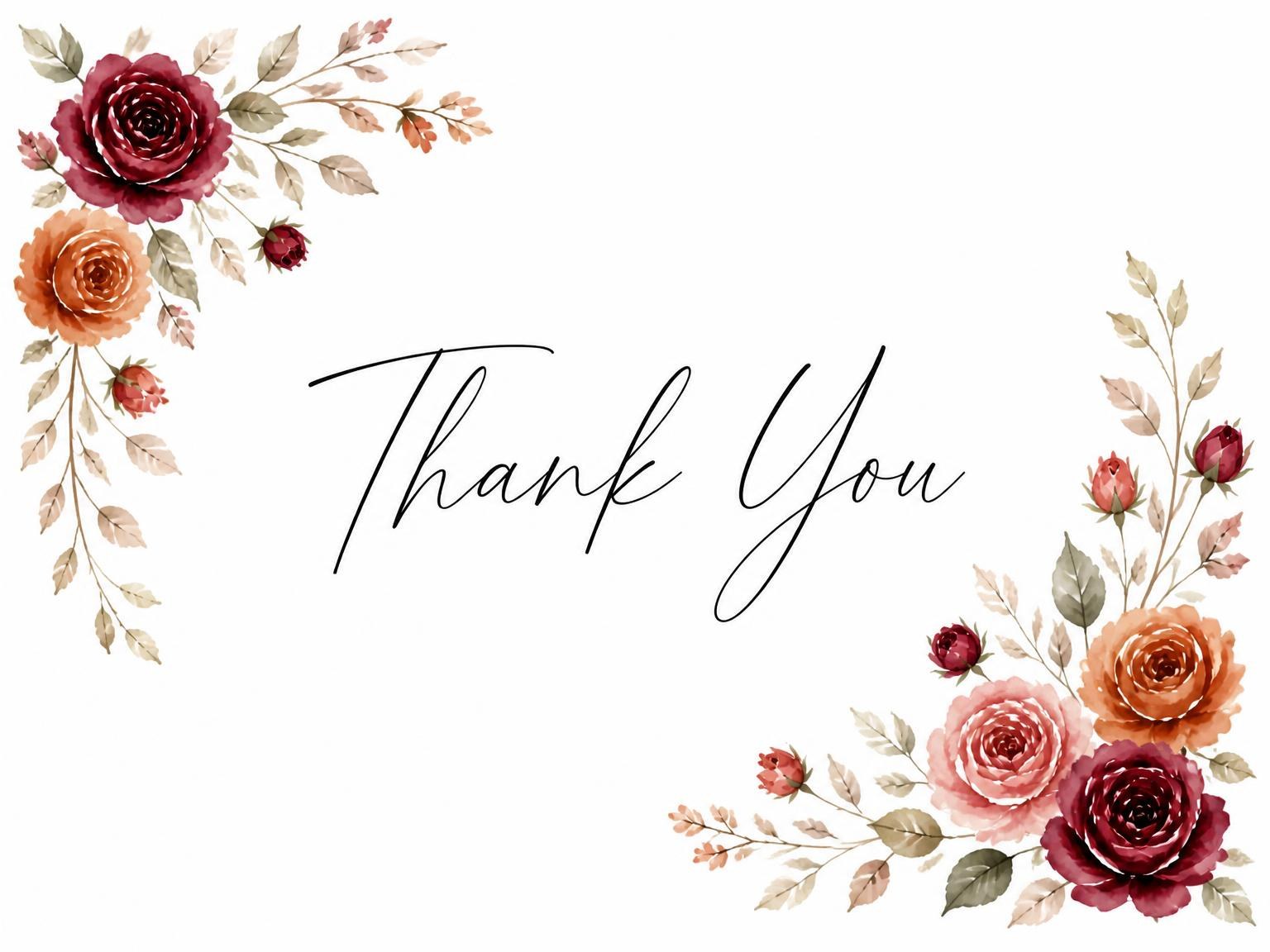 The matching thank-you card for the Tulip Botanical Autumn 25th Birthday Invitation invitation