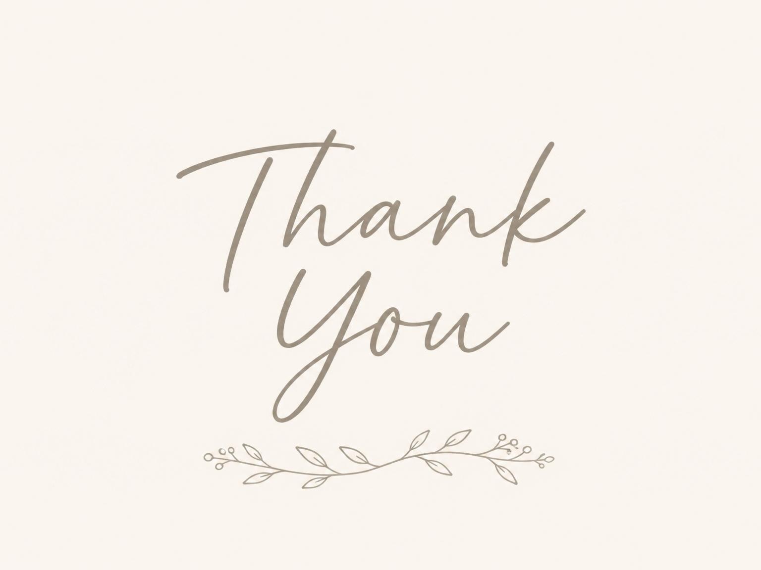 The matching thank-you card for the Taupe Script Minimalist 1st Birthday invitation