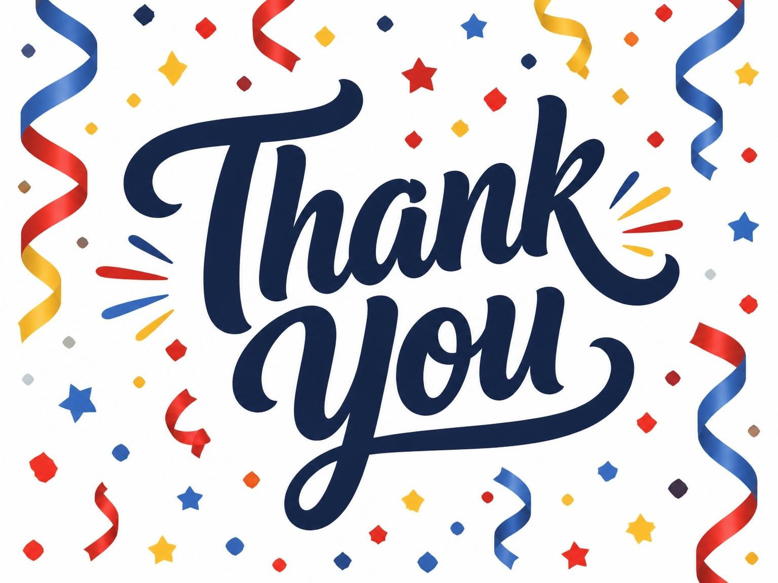 The matching thank-you card for the Primary Color Confetti 7th Birthday Invitation invitation