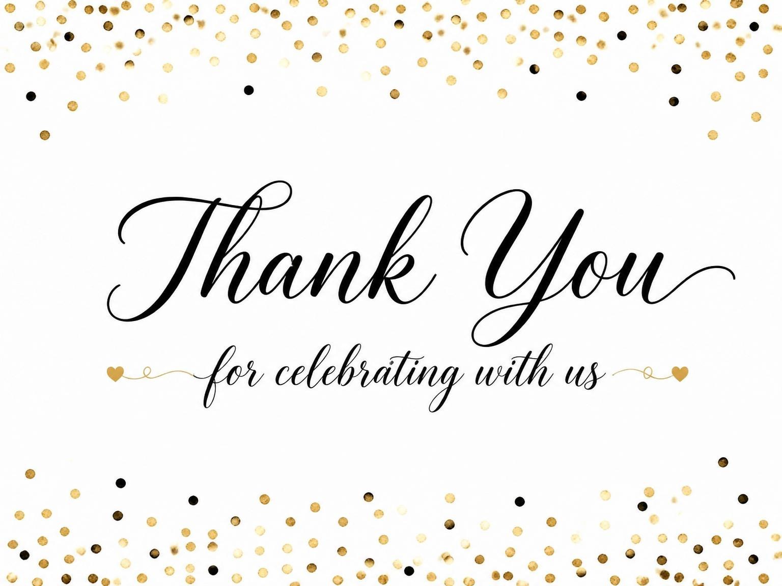 The matching thank-you card for the Fifty-Five Gold Confetti Birthday Invitation invitation