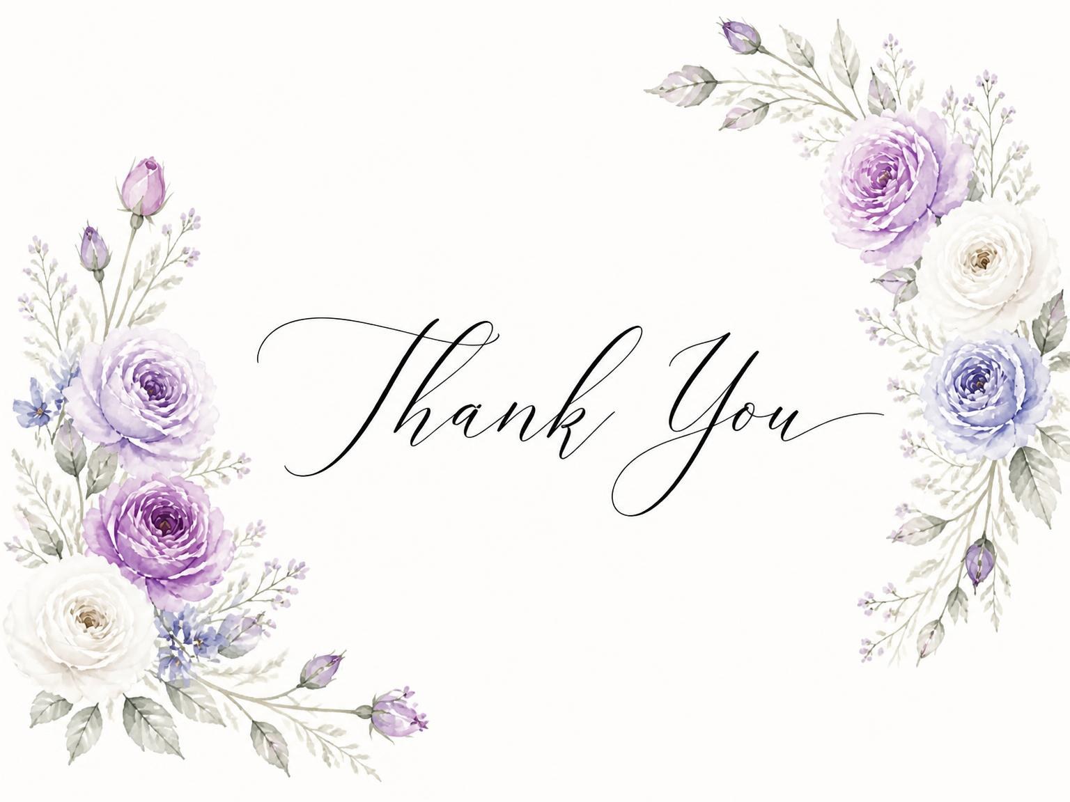 The matching thank-you card for the Floral Bouquet Lavender 25th Birthday Invitation invitation