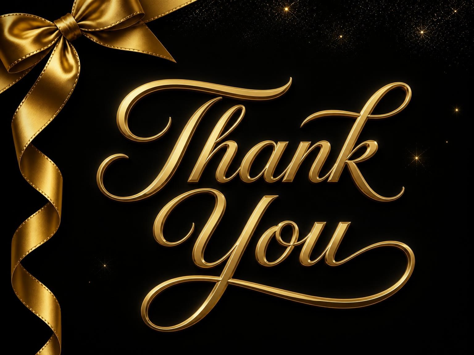 The matching thank-you card for the Black and Gold Ribbon 94th Birthday invitation