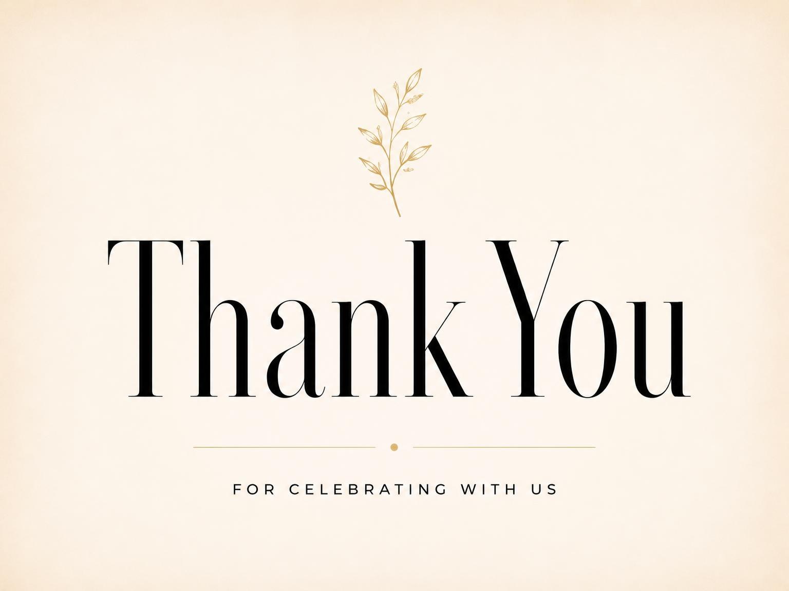 The matching thank-you card for the Gold Botanical Cream Bridal Shower invitation